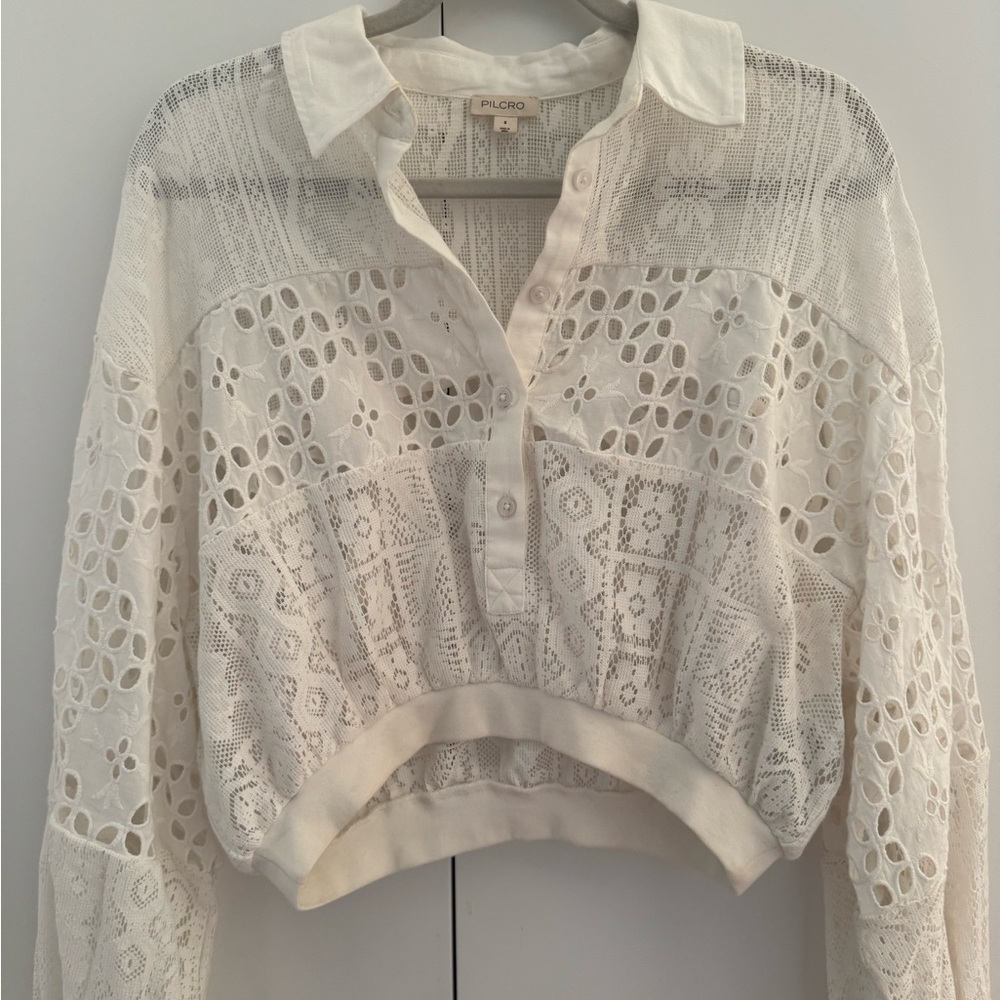 Pilcro Cream Lace Blouse